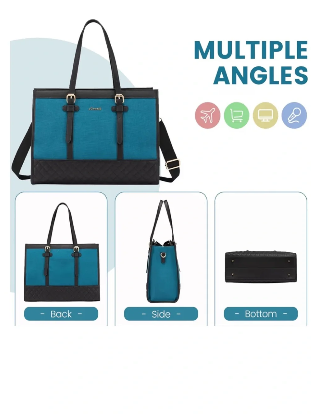 LOVEVOOK Laptop Bag 15.6 inch Canvas Laptop Tote Bag Large Capacity Work Bag